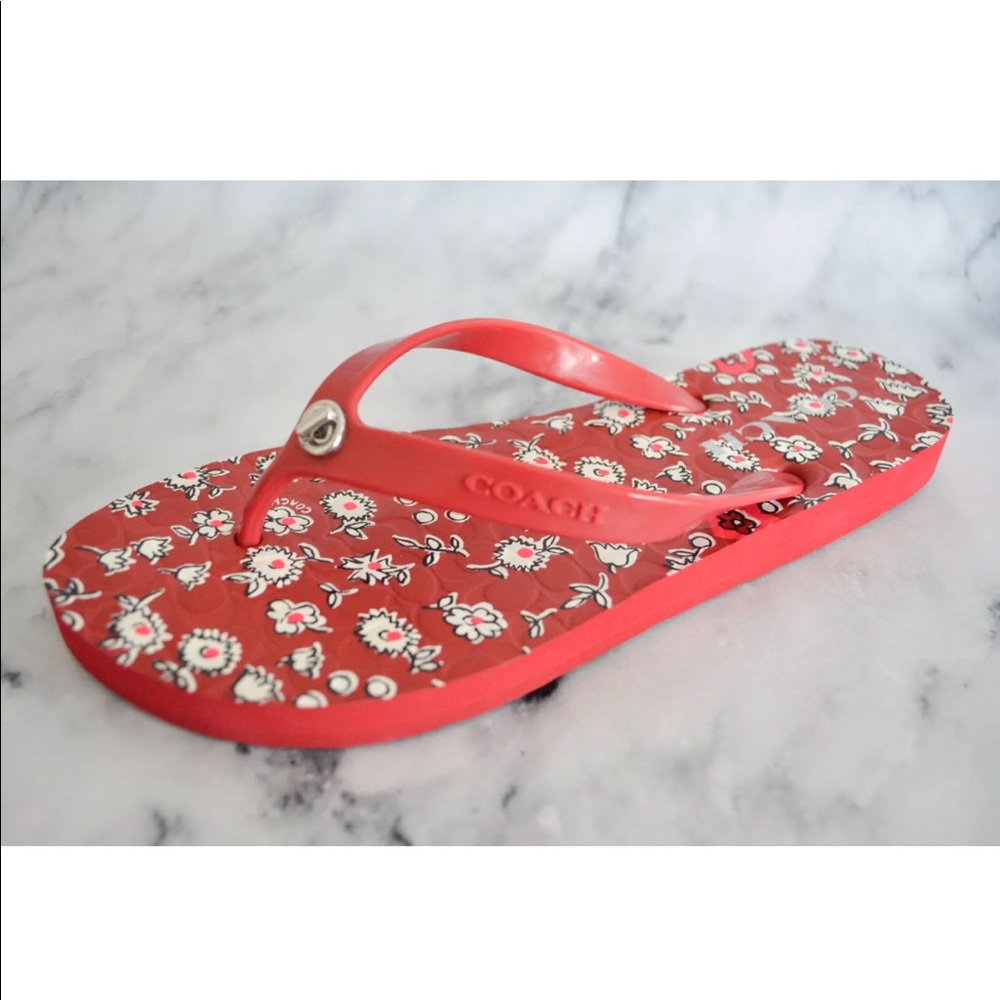 Coach Abbigail Floral Rubber Flip Flops Sandals - Picture 6 of 8